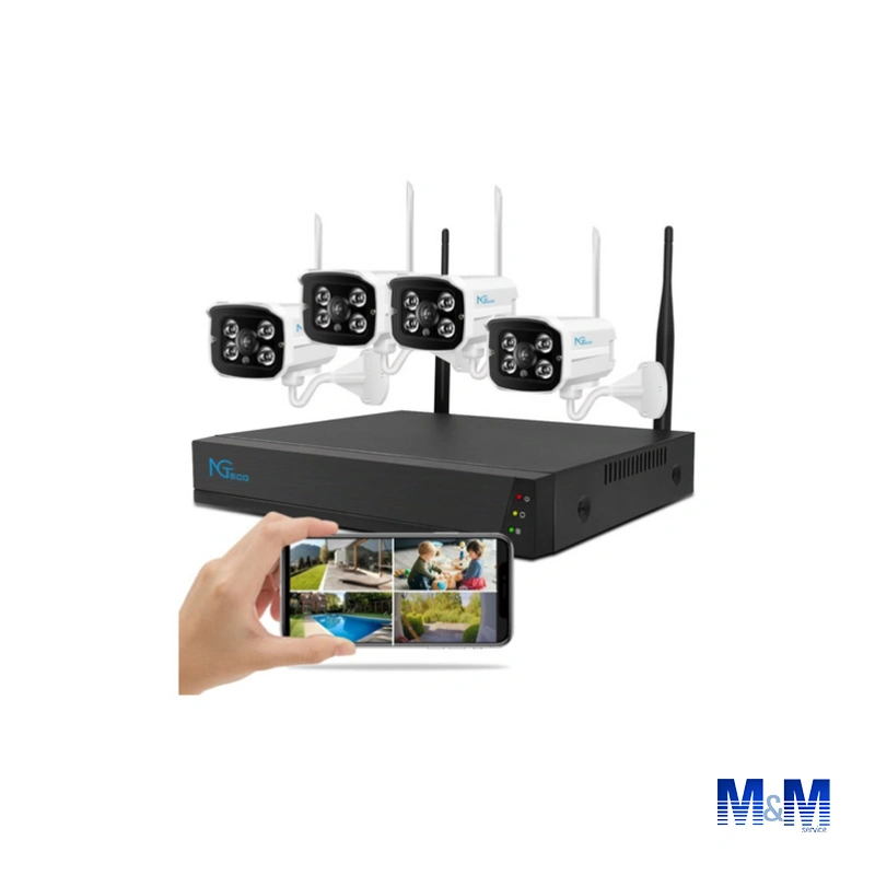Sistema de Seguridad NGTeco NG-V400 NVR Wi-Fi de 4 canales, 1 SATA, 4 cámaras IP Wi-Fi de 2 MP