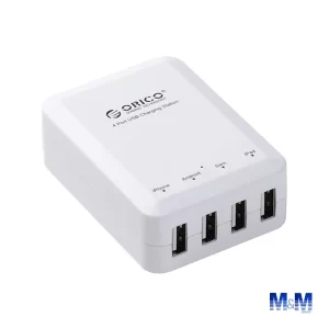 Cargador de pared USB ORICO DCA-1U-WH de 5V 1A y 4 puertos - Blanco